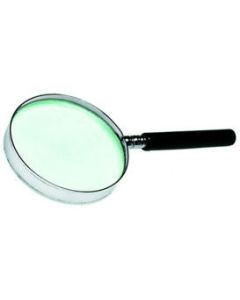 2" Round Glass Magnifier, 3x, Metal Frame, 5"l
