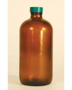 Amber Safety Coated Glass Bottle, 16oz/480ml