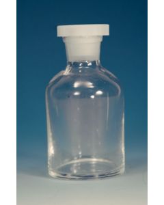 Clear Reagent Bottle, 125ml/4oz, Narrow Mouth, Plastic Stop