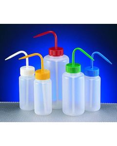 Wide Mouth Wash Bottle, 250ml/8oz, Green Lid, Ldpe