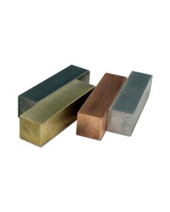 Specific Gravity Set of 4 Blocks. Brass, Al, Steel, Cu 13x13x50mm.